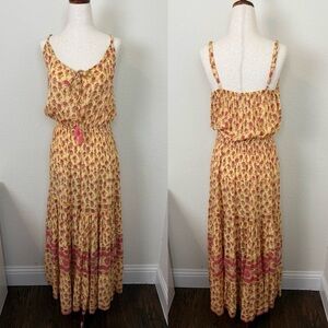 Beachgold Floral Sleeveless Tassel Yellow Maxi Dress